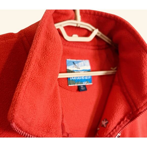 Women's Fleece Vest Embroidered Christmas Xmas 2XL Red Zippered Floral Nordic - Picture 4 of 8